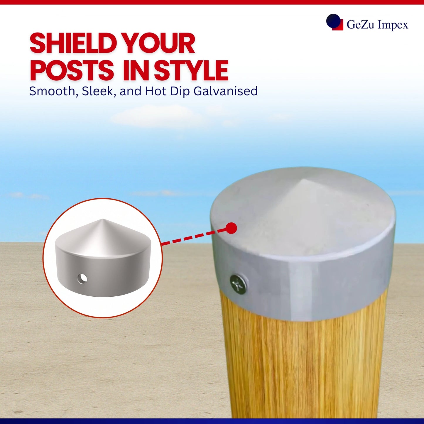 Post Cap Pyramid Round 100 mm Hot Dip Galvanised