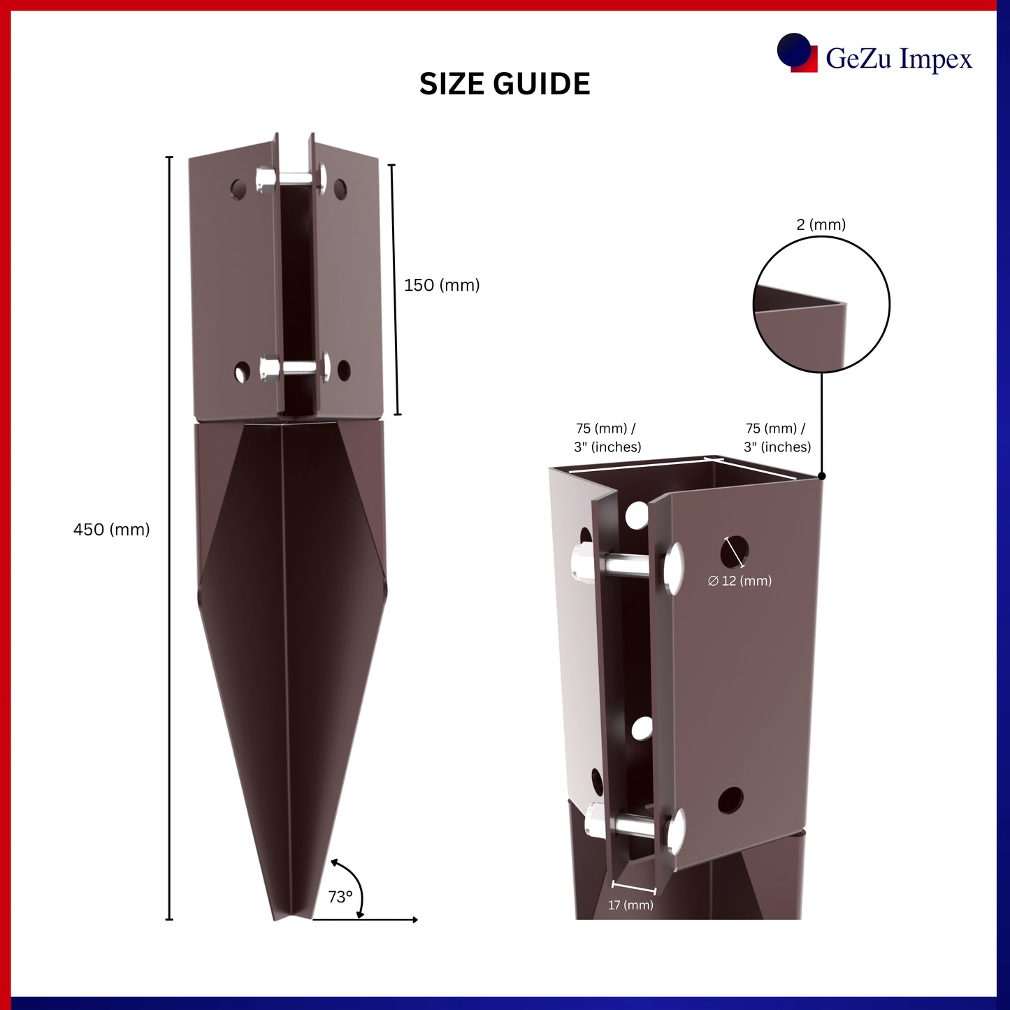 Swift Klem Reparatie Spur 75x75mm Poeder Gecoat