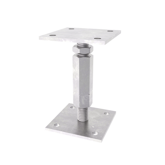 Adjustable post support with lock and long nut