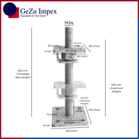 M24, adjustable in height up to 250 mm, 80 x 80 mm / Zinc Flake