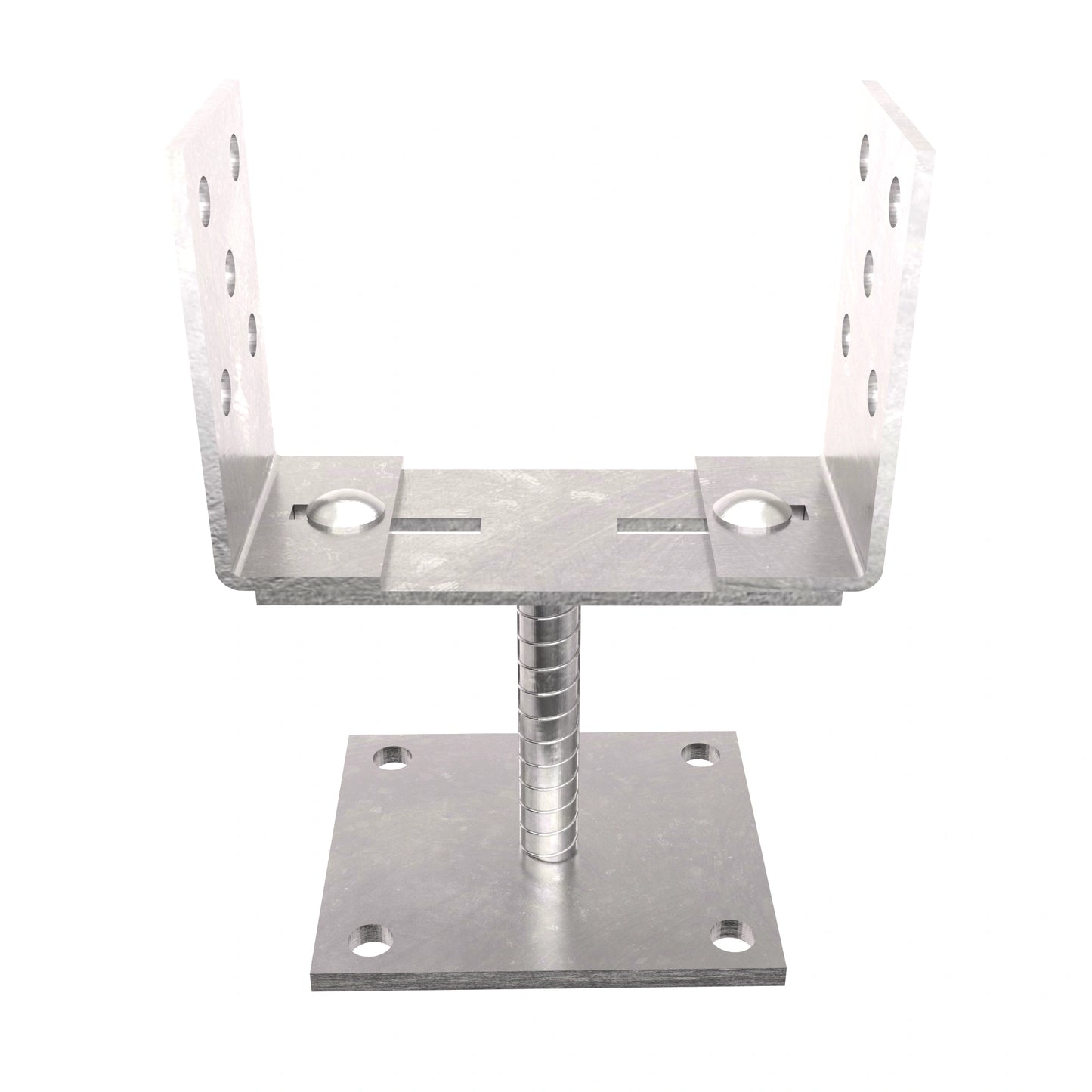 Adjustable Width U Post Support with Plate 100x100mm Electroplated Zinc Coated