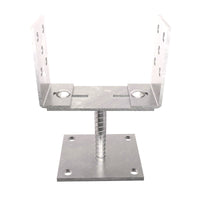 Adjustable Width U Post Support with Plate 100x100mm Electroplated Zinc Coated