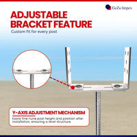 Adjustable Width U Post Support with Plate 100x100mm Electroplated Zinc Coated