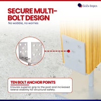 Adjustable Width U Post Support with Plate 100x100mm Electroplated Zinc Coated