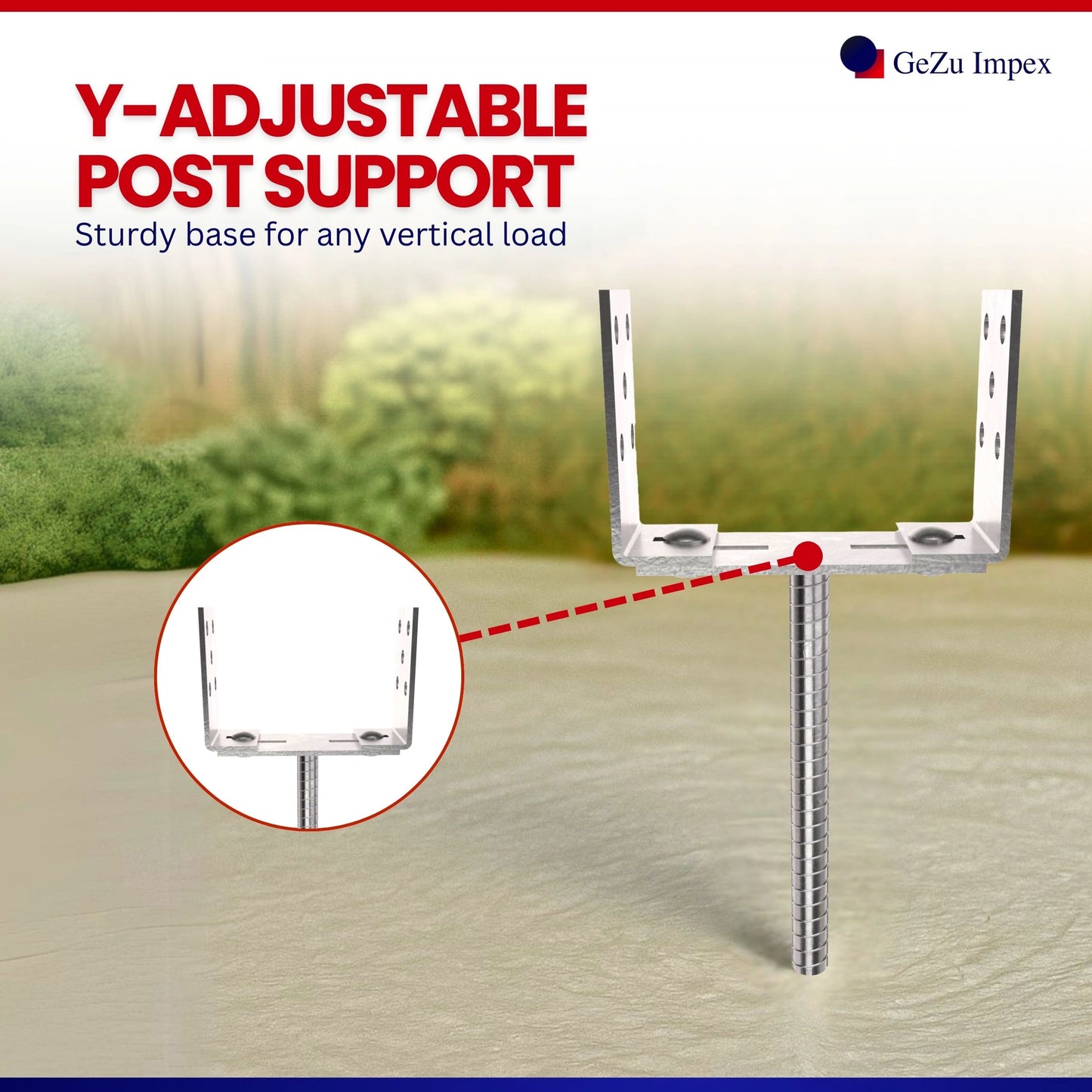 Adjustable Width U Post Support with TMT Rod