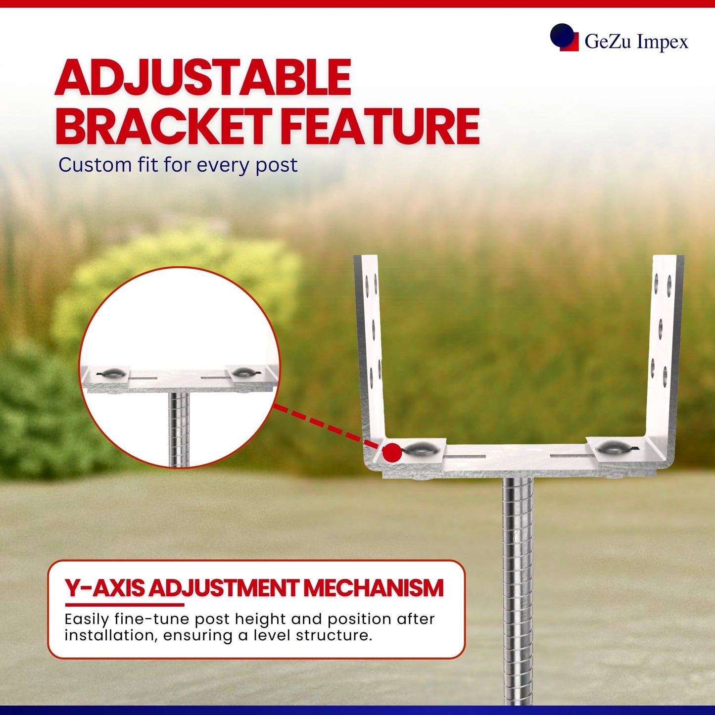Adjustable Width U Post Support with TMT Rod
