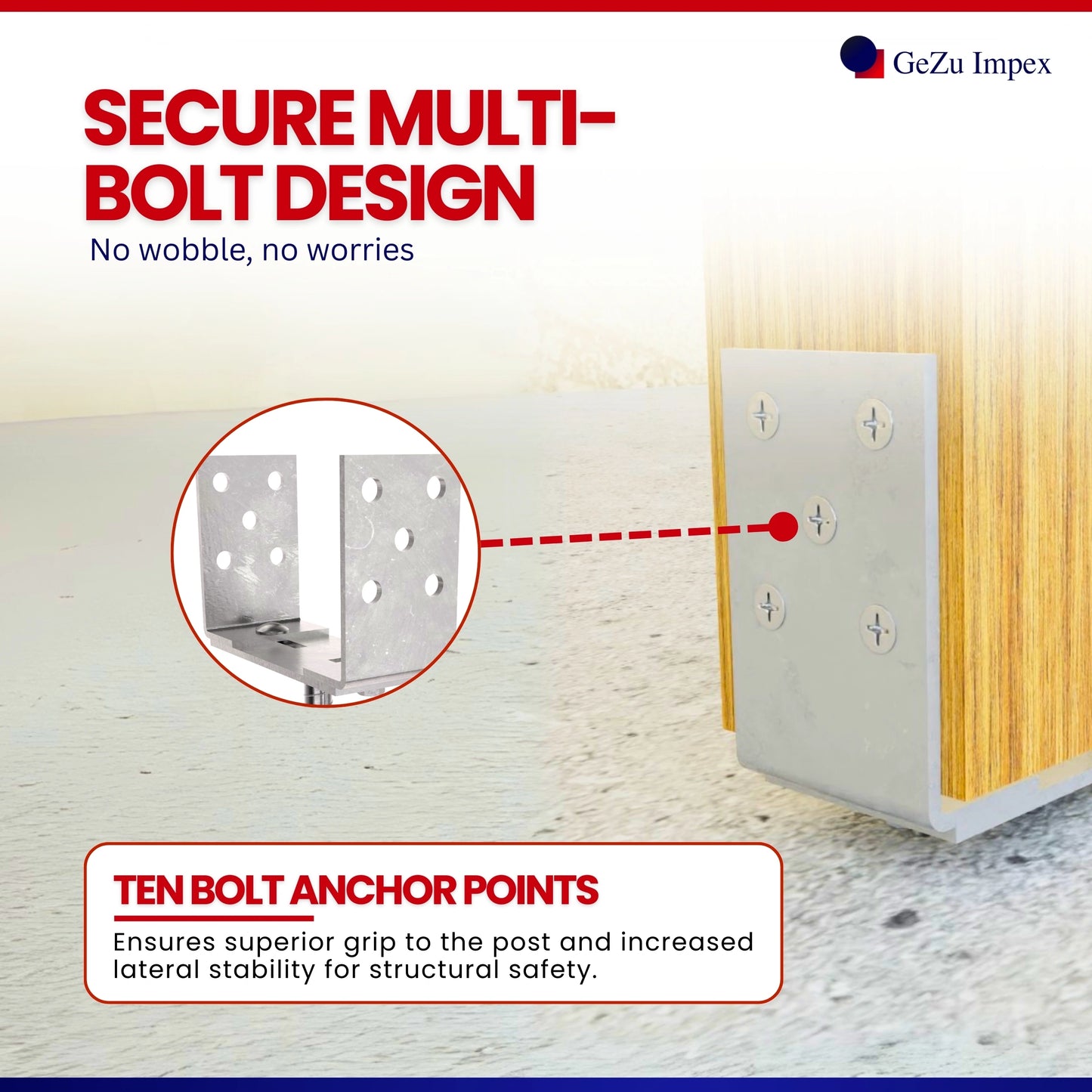 Adjustable Width U Post Support with TMT Rod